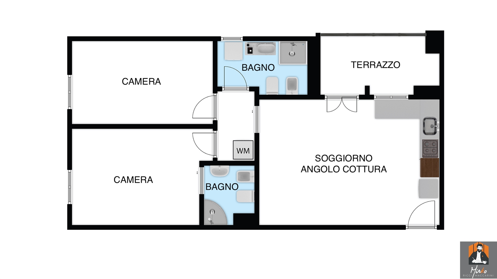 APPARTAMENTO CON 2 AMPIE CAMERE, 2 BAGNI E GARAGE