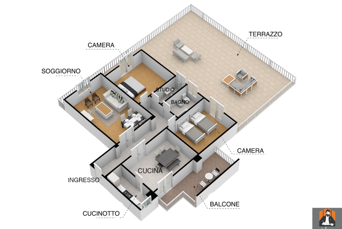 APPARTAMENTO CON TERRAZZO DI 90MQ E GARAGE