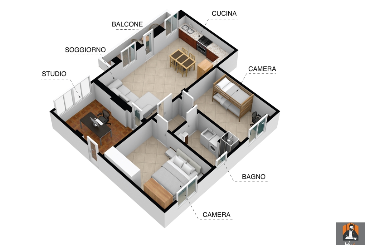APPARTAMENTO CON TERRAZZO, STUDIO E GARAGE DOPPIO