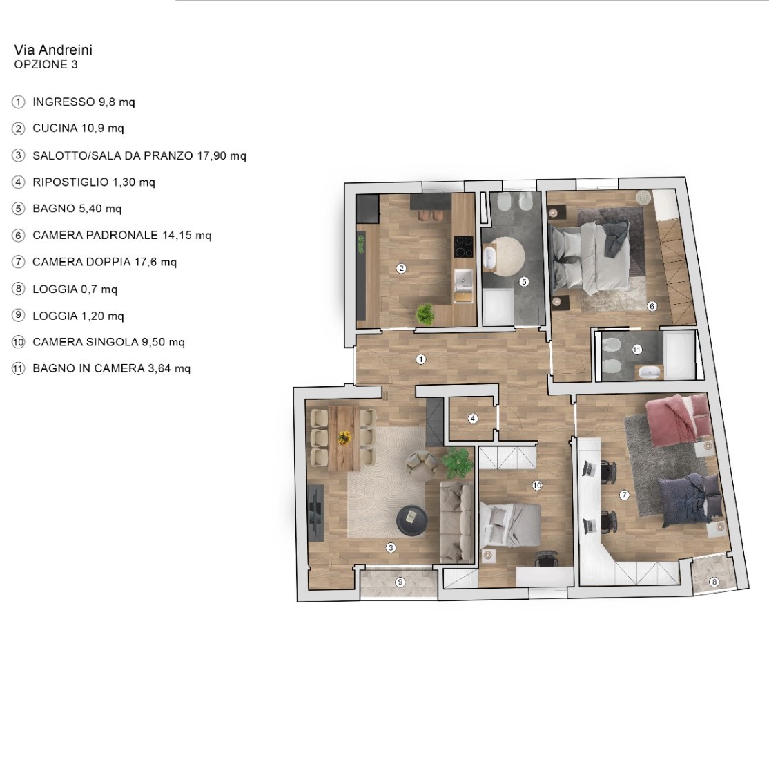 Via Andreini Planimetria Opzione 1 UN APPARTAMENTO COMODO VICINO AL CENTRO