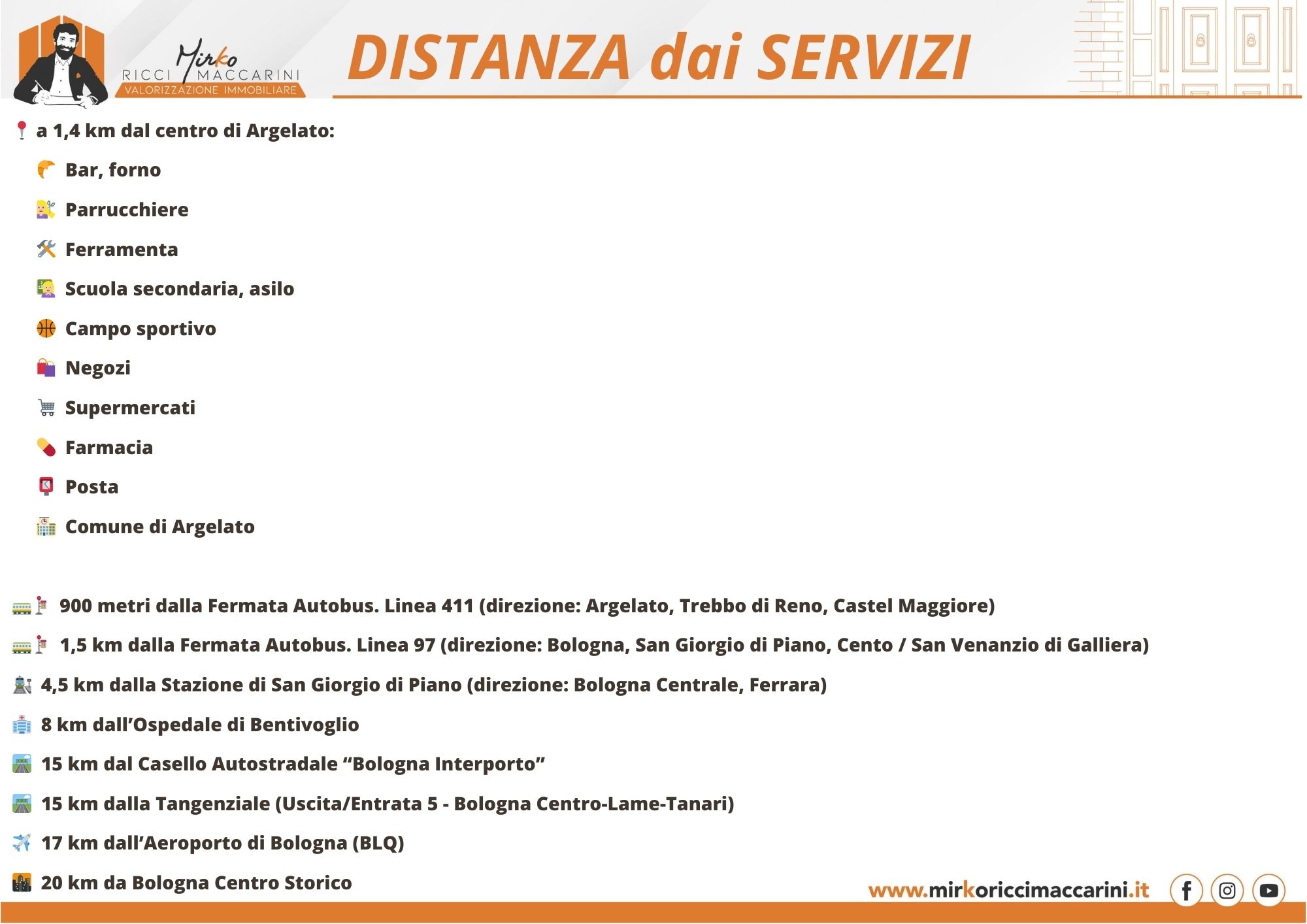 38 – Distanza dai Servizi – Appartamento Argelato Bologna APPARTAMENTO in RUSTICO RISTRUTTURATO | Ad ARGELATO, BOLOGNA
