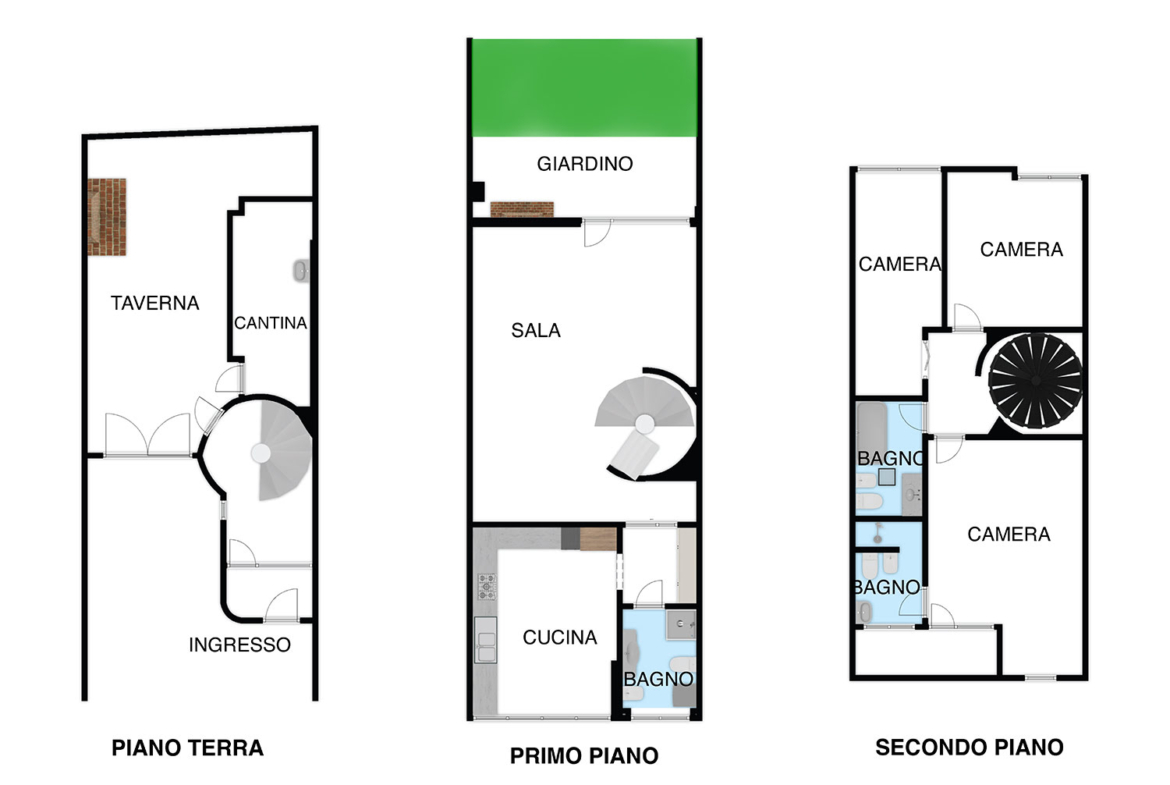 VILLETTA a SCHIERA a RIALE, CASALECCHIO di RENO (BO): 3 CAMERE, 3 BAGNI e GIARDINO ESCLUSIVO