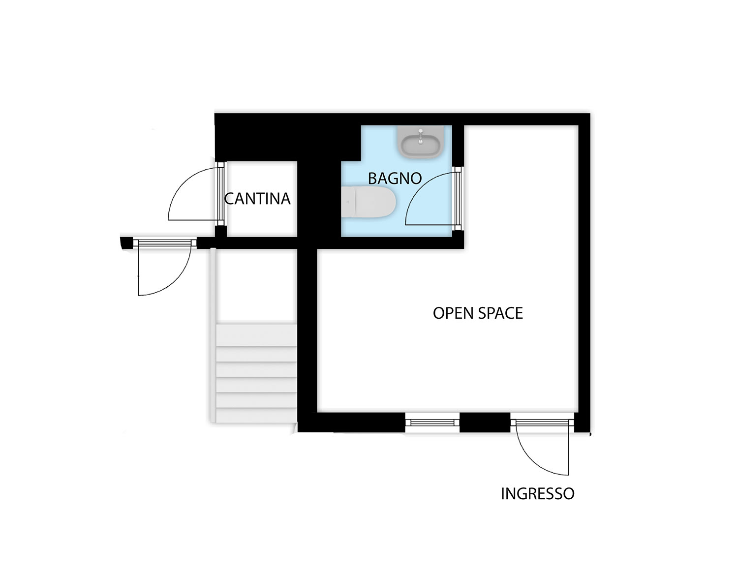 21-Planimetria 2D-Via San Vitale-Bologna-Monolocale-studio apartment-centro storico-centro-vicino ospedale-vicino università-universita’-investimento-studenti-affitto MONOLOCALE in VENDITA nel CUORE del CENTRO STORICO di BOLOGNA | VIA SAN VITALE