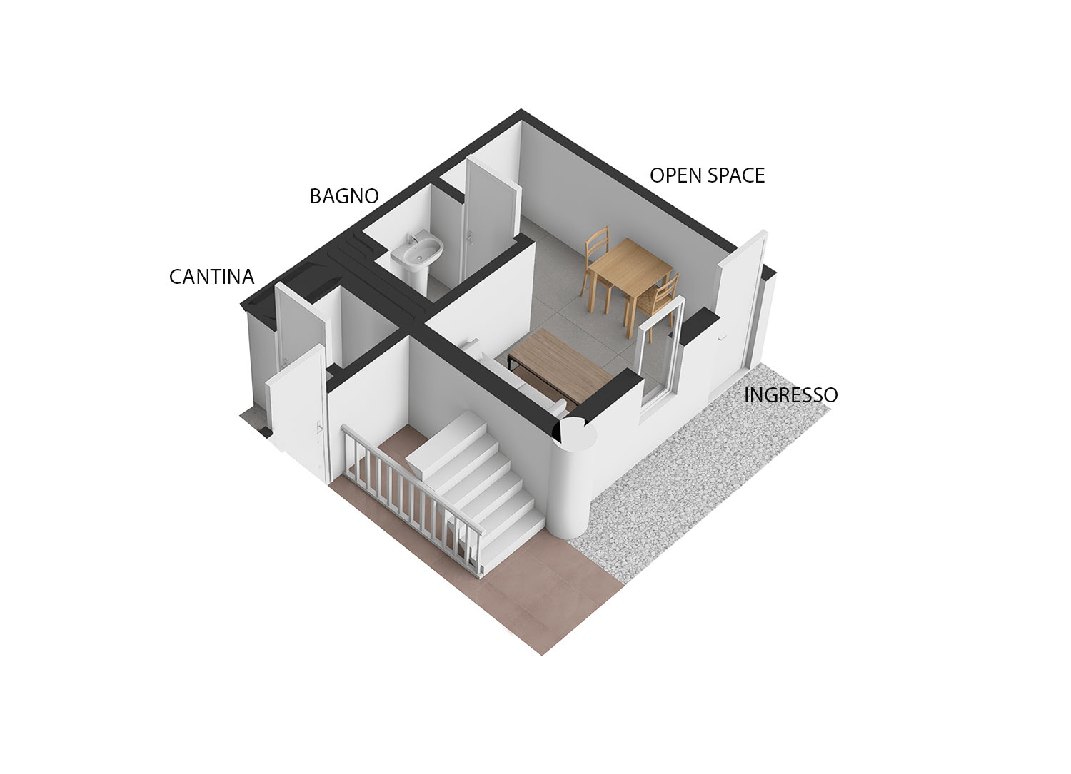 22-Planimetria 3D-Via San Vitale-Bologna-Monolocale-studio apartment-centro storico-centro-vicino ospedale-vicino università-universita’-investimento-studenti-affitto MONOLOCALE in VENDITA nel CUORE del CENTRO STORICO di BOLOGNA | VIA SAN VITALE